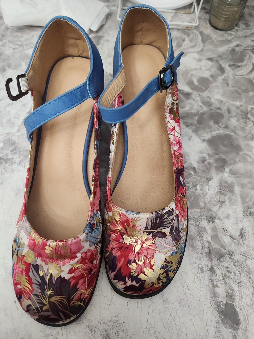 Floral Blue Strap Women's Shoes